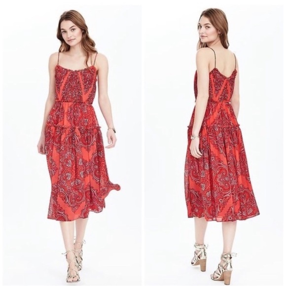 Banana Republic Dresses & Skirts - Banana Republic Blogger Favorite! Paisley Pleaded Midi Dress, 6